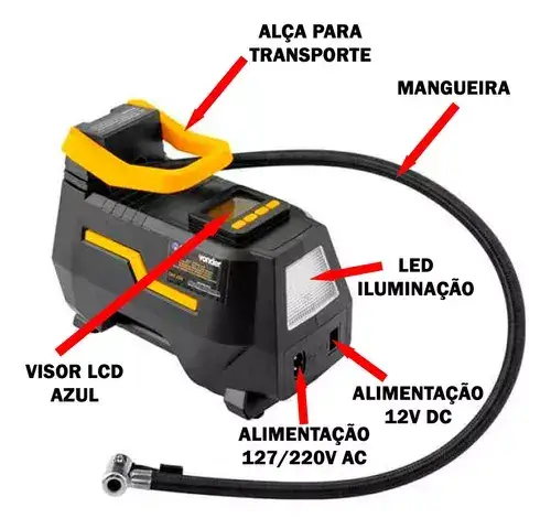Compressor de Ar Mini Elétrico Vonder CAV 150 - Compacto, Potente e Ideal para Casa e Veículos!