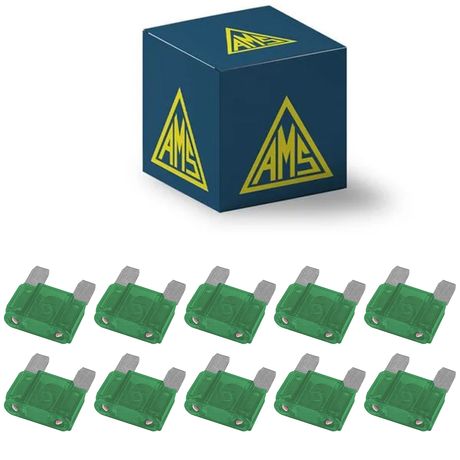 10 Fusiveis Mini Lamina 30A Chevrolet Fiat Ford Verde Ams 17030
