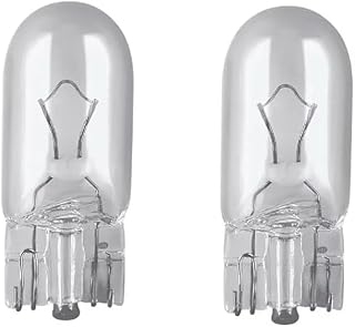 Lâmpada T10 W5W Halogena de Vidro, 12V 5W, Soquete W2.1x9.5d, Par com 2 Unidades
