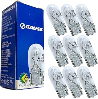 Kit 10 Lâmpadas Gauss Esmagada Miniatura Pingão Camarão Incolor W5w 5w 24v