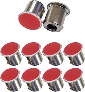 KIT 10 LAMPADA COB LED BA15S 1 POLO P21W 1156 VERMELHO 12V