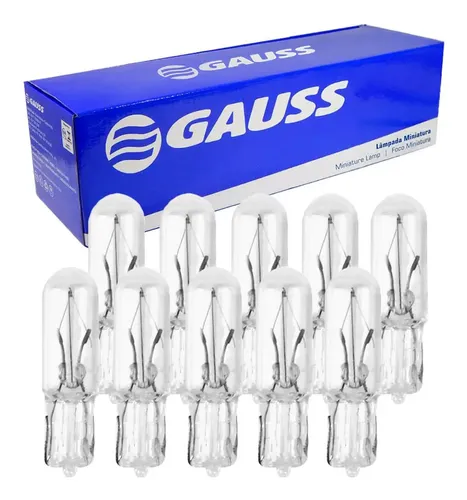 10 Lâmpada Gauss Miniatura Incolor W1 2W 24V W2X4 6D GL2721B W2X4, GL2721B