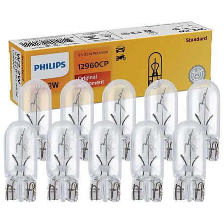 10 Lâmpada Philips Esmagada Base Vidro W2W 12V W2 1X9 5D Sinalização