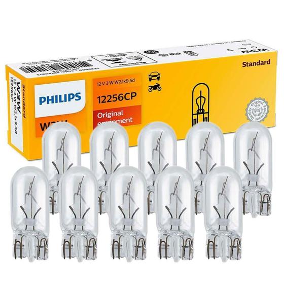 10 Lâmpada Philips Esmagada Base Vidro W3W 12V W2 1X9 5D Sinalização