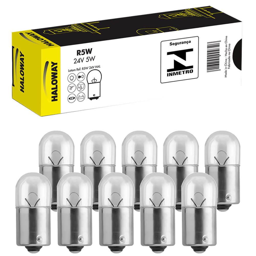 10 Lampadas Haloway Moto R10W 12V 10W BA15S Sinalização