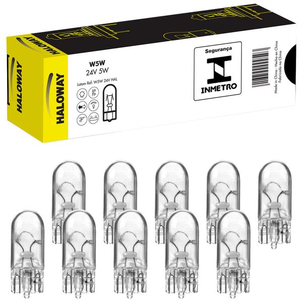 10 Lampadas Pingao Haloway 24V W21X95D 5W