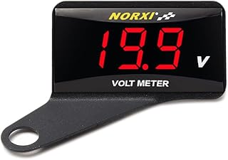 Voltímetro Digital Para Motocicleta, Dc 12V, À Prova D'Água, Para Carro E Moto, Com Função De Alarme De Baixa Tensão (Vermelho Com Suporte Esquerdo).