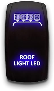 Luz de teto LED (quadrado) - Azul - Gravado a laser 5 pinos duplo pólo único mantido ON-Off DPST interruptor alternador 20A 12V