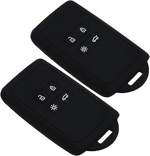 SING F LTD 2 peças de capa de chave de controle remoto para carro compatível com Renault Megane Clio Captur 4 botões chave inteligente com ilhós embutidos, acessórios para chave de carro preta de