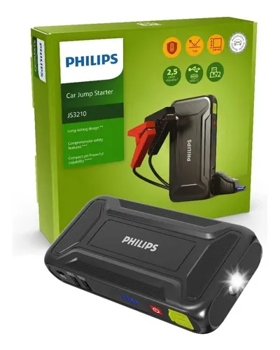 Auxiliar Partida Philips Jump Starter 12V Bateria 9 900MAH USB Lanterna