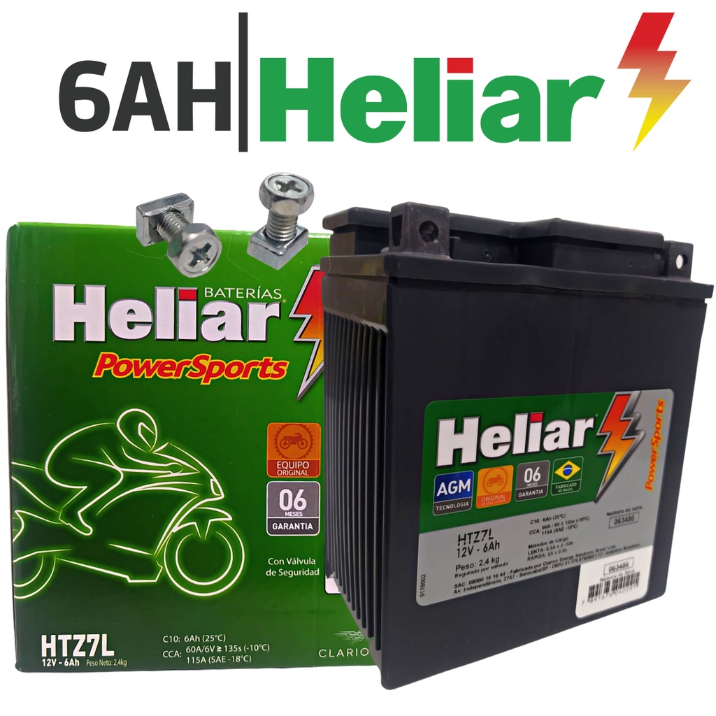 Bateria Moto Cbx 250 Twister Heliar HTZ7L Powersports Selada 6AH 12V