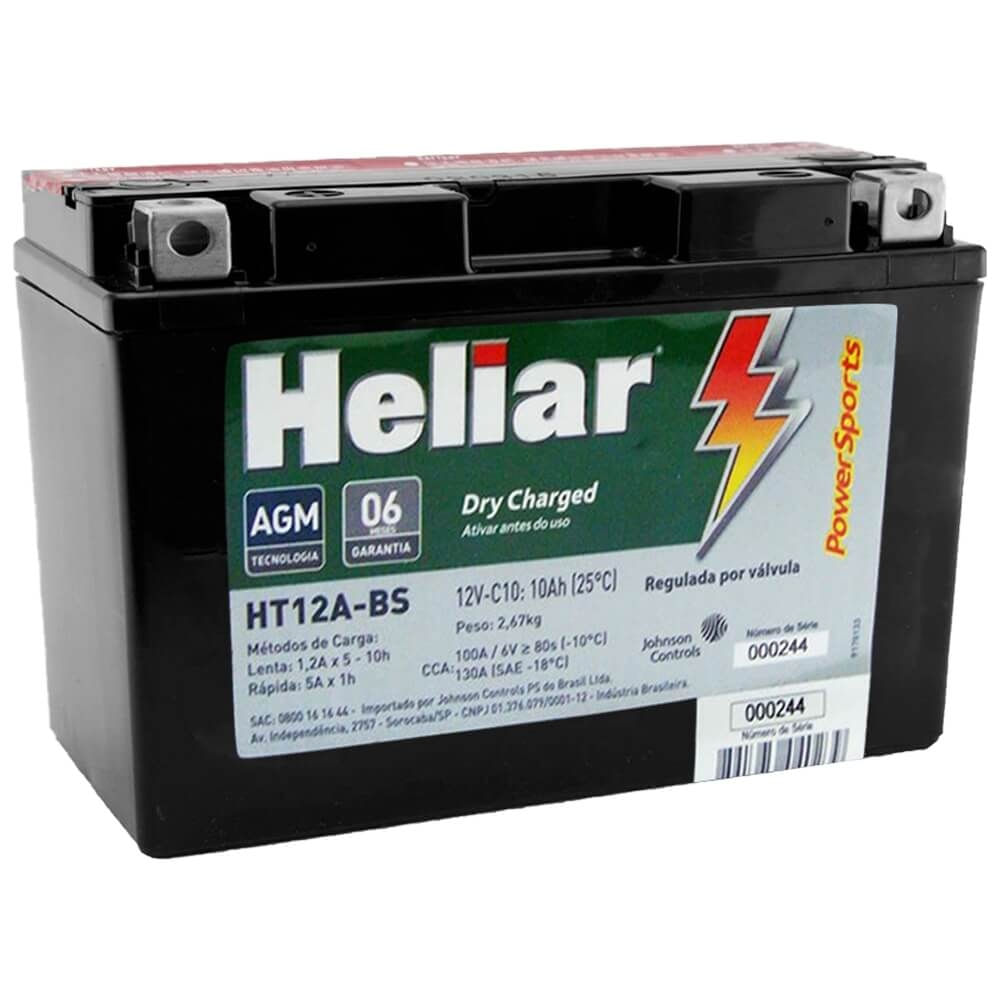Bateria Moto Heliar Boulevard M800 HT12ABS Powersports Selada 10AH 12 Volts Caixa Baixa 10 5 Altura