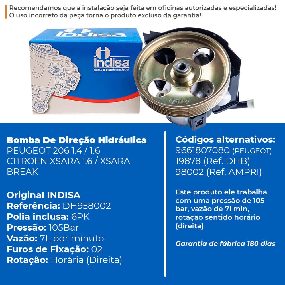 Bomba Direção Hidráulica Citoren Xsara Peugeot 206 207 Indisa DH958002