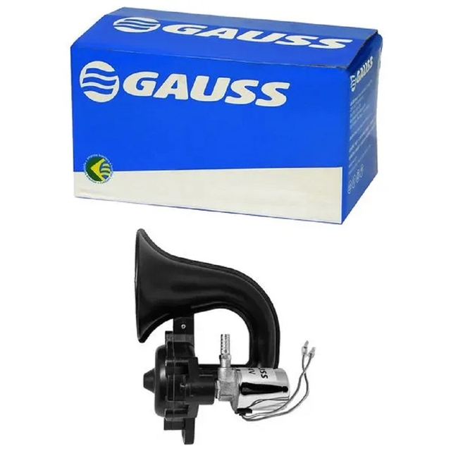 Buzina Ar 1 Corneta Universal 4A 12V 24V Preta Gauss GB1095
