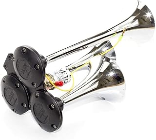 Buzina Eletropneumatica 3 Cornetas Universal 12V Vermelha Vetor VT064