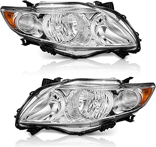 WEELMOTO Faróis para Toyota Corolla 2009-2010, substituição de farol compatível com Toyota Corolla 09 10 alojamento cromado refletor âmbar lente transparente