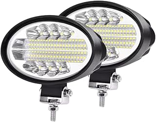 Par Farol LED Auxiliar 144W Oval Branco 6000K 12V 24V, Farol de Milha Universal para Carro, Caminhão, Off Road
