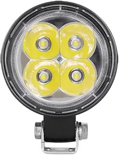 Farol de Milha LED Redondo Universal, 12W, 12-24V, 6500K Branco Frio, 4 LEDs, Auxiliar Compacto para Carro Moto Caminhão