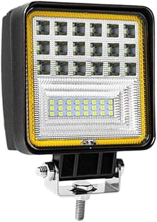 Farol de Milha LED Universal Quadrado 126W 42 LEDs, 12V 24V, com DRL Branco 6000K, para Carro, Moto e Caminhão Off Road