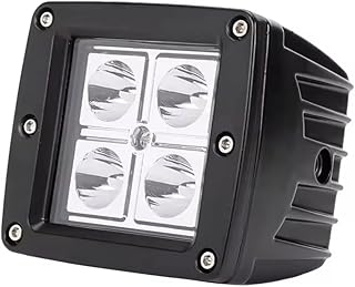 Farol de Milha Quadrado LED 16W 4 LEDs | Luz Auxiliar Automotiva Universal Off Road 12V/24V Farol Auxiliar Para Carro, Moto, Caminhão