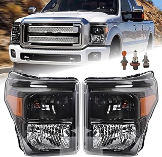 Um par de montagem de farol âmbar preto adequado para Ford F250 F350 F450 F550 Super Duty F-250 2011-2016 Farol esquerdo e lado direito do passageiro BC3Z13008F BC3Z13008E FO2502290