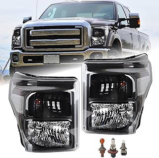 Um par de montagem de farol preto adequado para Ford F250 F350 F450 F550 Super Duty F-250 2011-2016 Farol esquerdo e lado direito do passageiro BC3Z13008E FO2502290 FO2503290