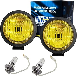 Farol Milha H3 Universal Redondo Amarelo 110MM Auxiliar Neblina Nino