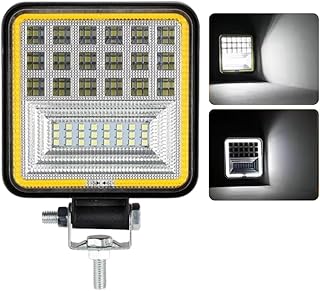 Farol de Milha LED Quadrado 42 LEDs 126W 12V/24V com DRL, Luz Branca 6000K, Alta Potência, Universal para Carro, Moto e Caminhão