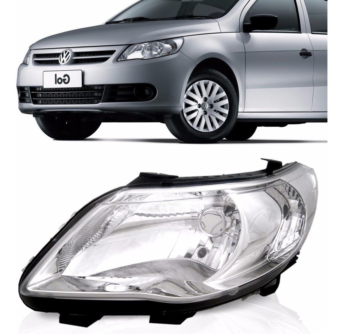 Farol Passageiro Gol G5 2009 2012 Retangular Acrilico 12V H7 H1 Orgus FW449LD H7, H1, FW449LD