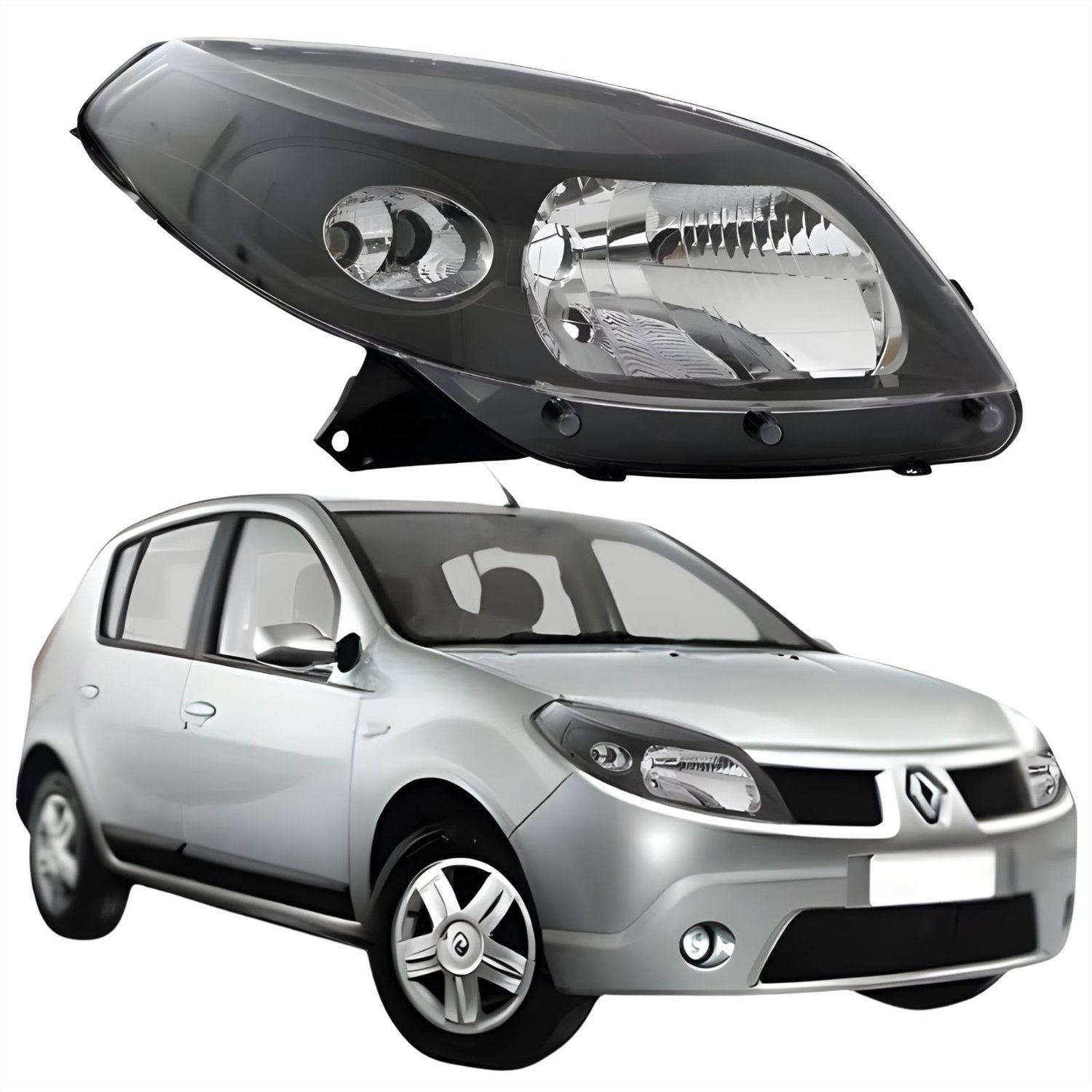 Farol Renault Sandero 09 11 Mascara Negra Ld 191852