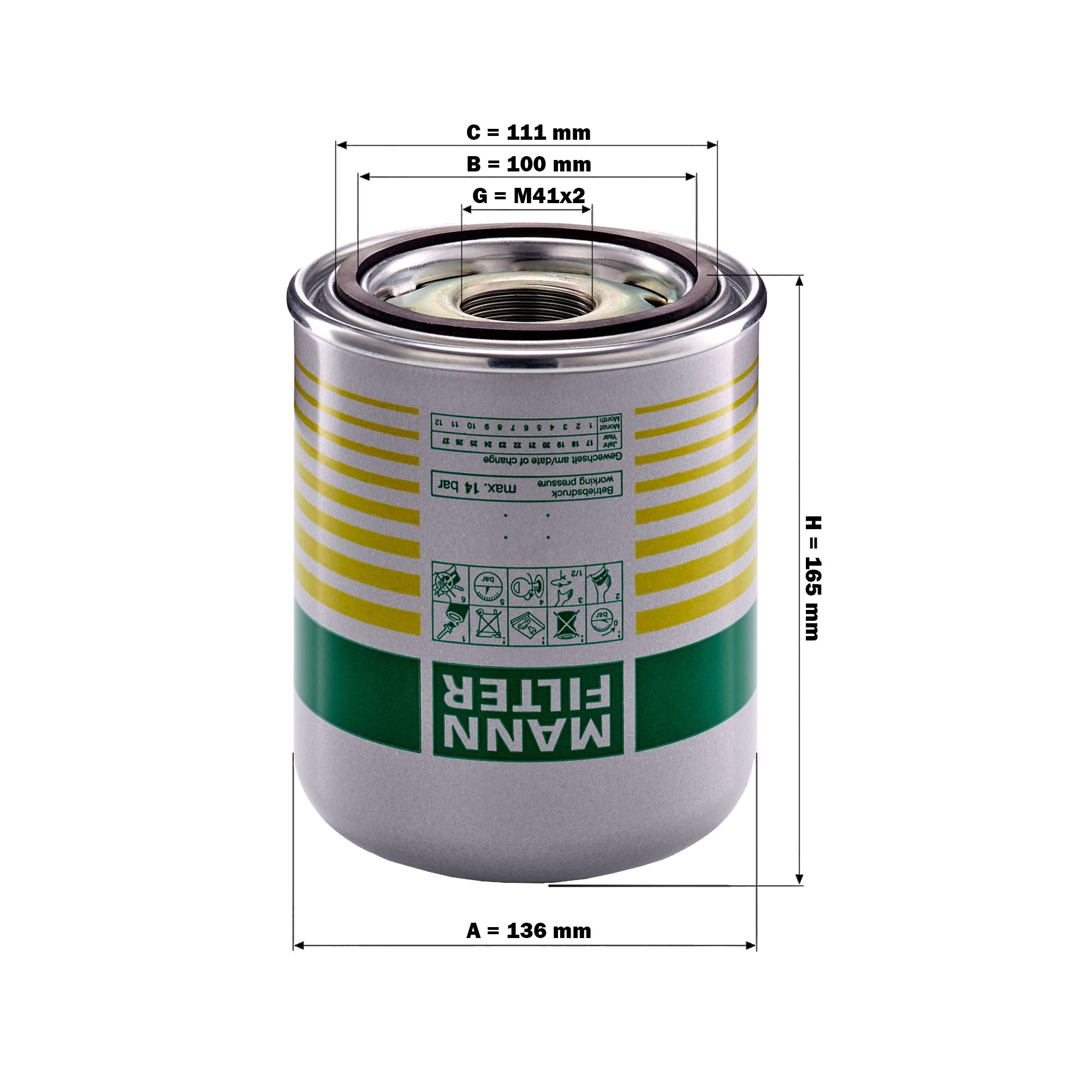 Filtro Secador Ar Mercedes-Benz Actros Mann Filter TB1394 8X