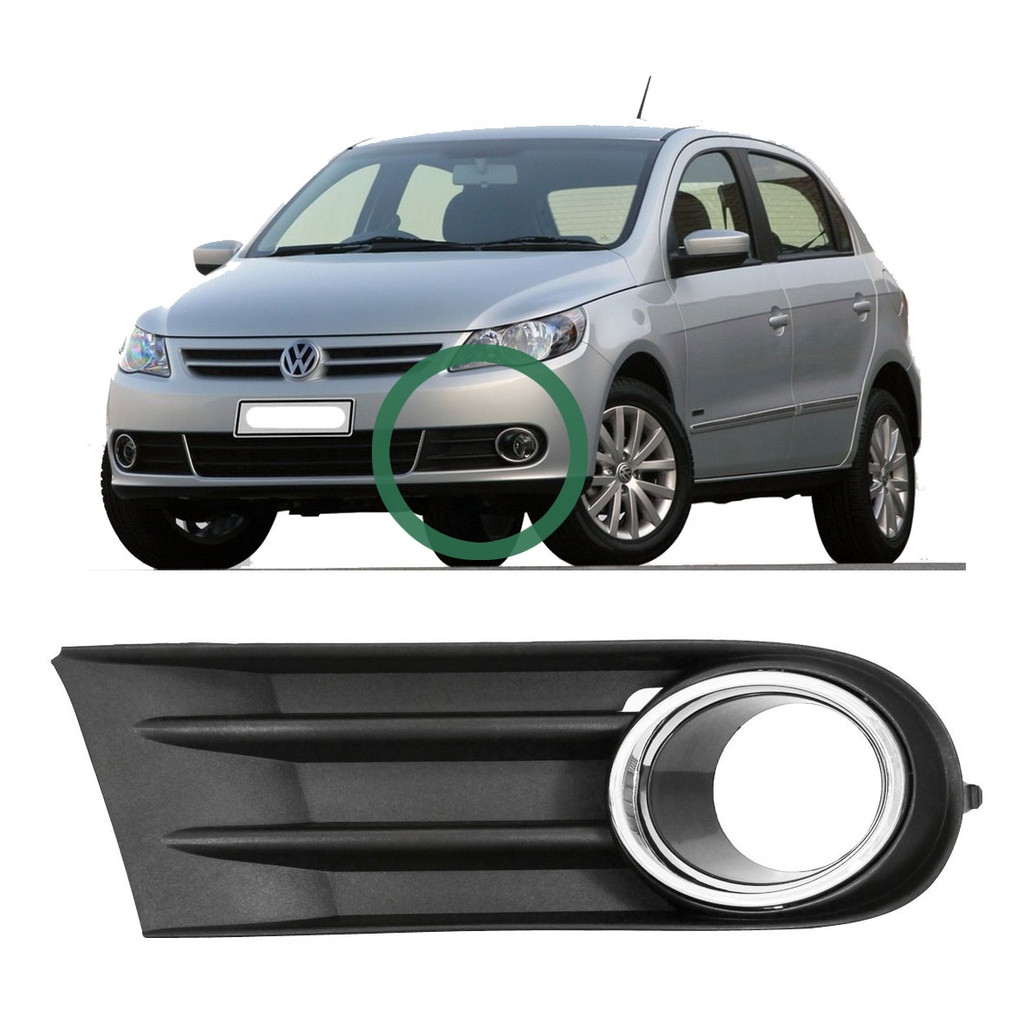 Grade Farol Milha Passageiro Gol G5 2008 2012 Aro Cromado Furo Blawer