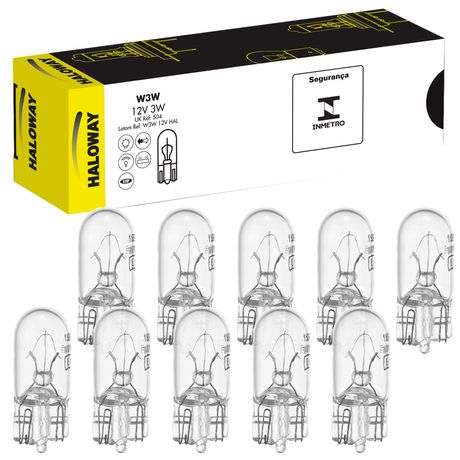 Kit 10 Lâmpada Haloway W3W W2 1X9 5D Esmagada 3W 12V Hal