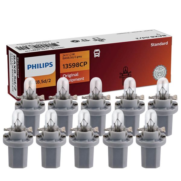 Kit 10 Lâmpada Philips Base Plastica 1 2W 24V Cinza Painel