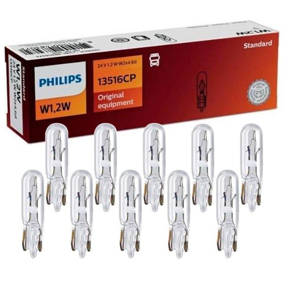 Kit 10 Lâmpada Philips Esmagada Pequena 1 2W 24V Sinalização Painel