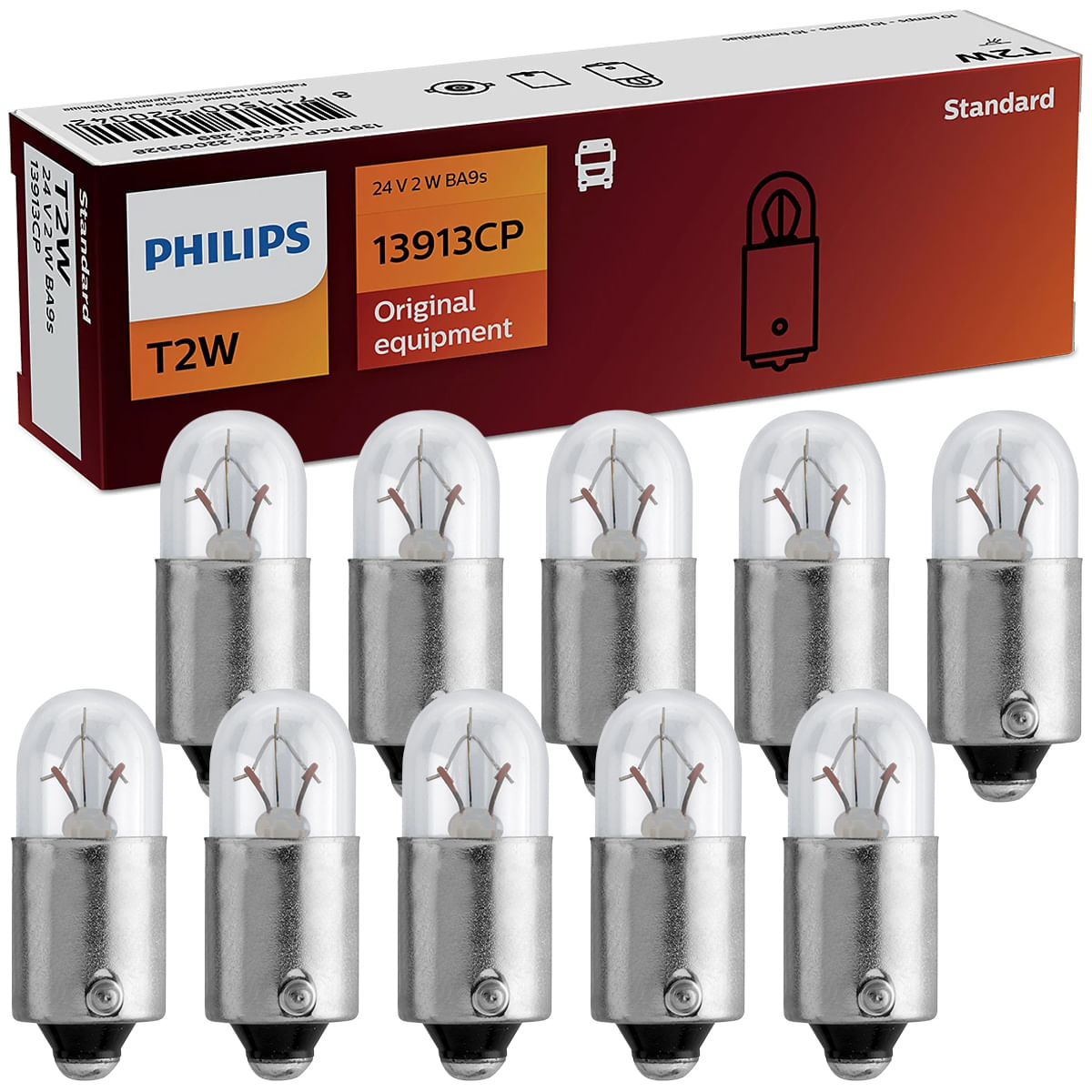 Kit 10 Lâmpada Philips Sinalização 53 2W 24V Auxiliar