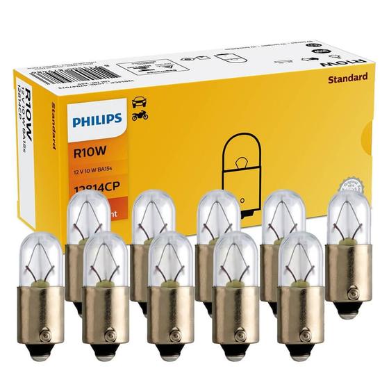 Kit 10 Lâmpada Philips Standard R10W 12V Tipo 67 BA15S Sinalização