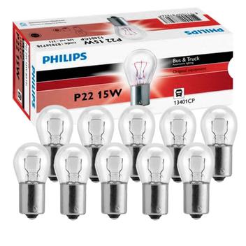Kit 10 Lâmpada Philips Standard Stop P22 15W 24V BA15S 1141 Sinalização