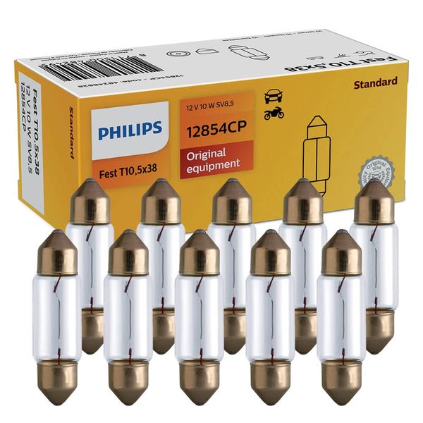 Kit 10 Lâmpada Philips Standard Torpedo 10W 12V SV8 5 Acessório