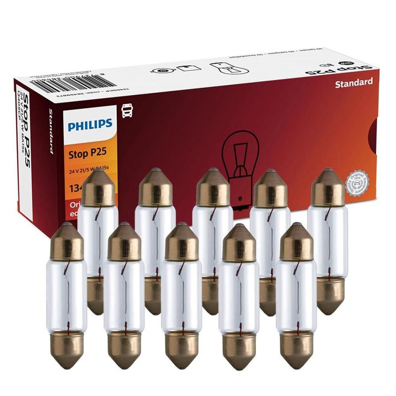 Kit 10 Lâmpada Philips Torpedo FESTT10 5X43 10W 24V 43MM SV8 5 Luz Teto FESTT10, SV8
