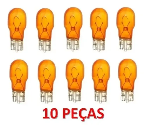 Kit 10 Lampadas Gauss Esmagada Ambar 10W 12V W2 1X9 5D Pisca