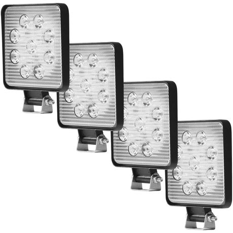 Kit 4 Farol Auxiliar Universal 12 24V 27W 9 LEDS Quadrado Tiger Auto TG0802031