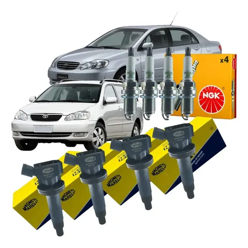 Kit Bobina Magneti Marelli Vela Ngk Corolla 1 8 16V VVT I 2011 2014 Flex