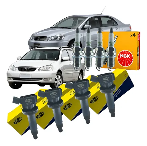 Kit Bobina Magneti Marelli Vela Ngk Toyota Corolla 1 8 16V 2007 2008 Flex