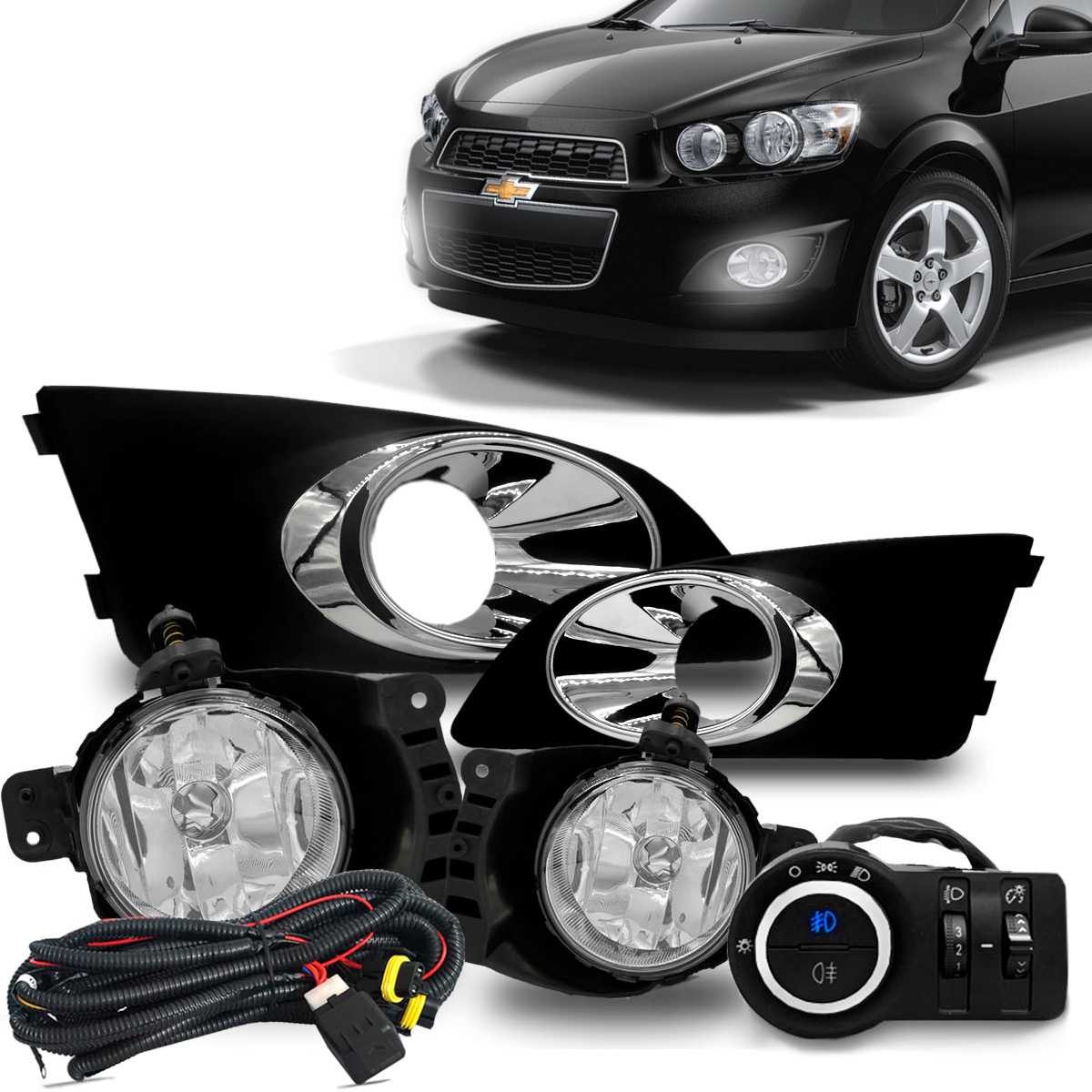 Kit Farol Milha Chevrolet Sonic 2012 2013 Auxiliar Soquete Fortluz