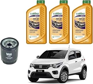 Kit 3 Oléos 5w30 + Filtro Mobi 1.0 8v Motor Fire Evo 2017 2018 2019 2020 2021 2022