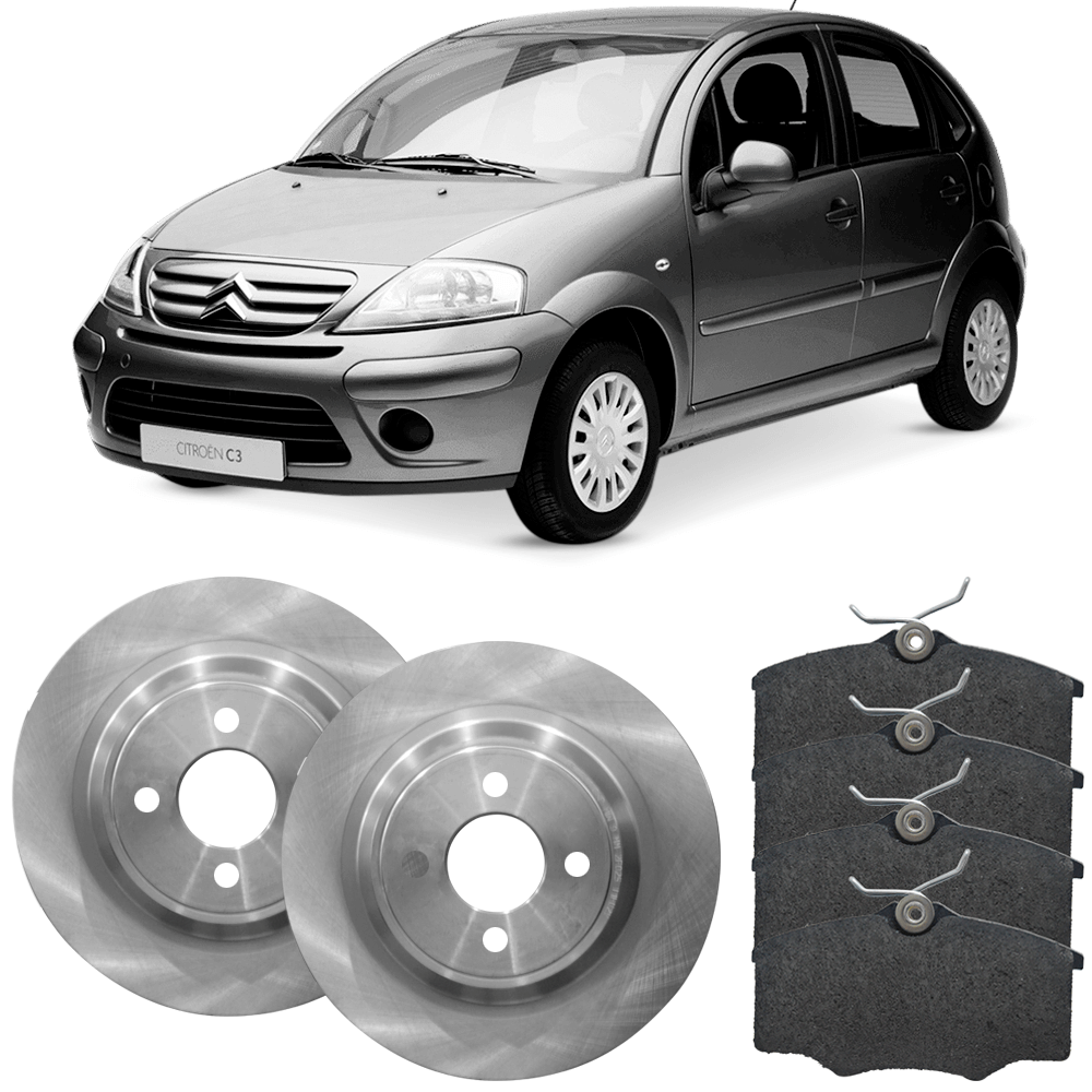 Kit Pastilha Disco Citroën C3 1 4 2003 2012 Dianteiro Girling Frasle Fras-le