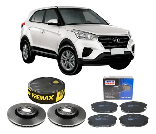 Kit Pastilha Disco Dianteiro Ventilado Creta 1 6 2 0 2017 2021 Fras Le Fremax