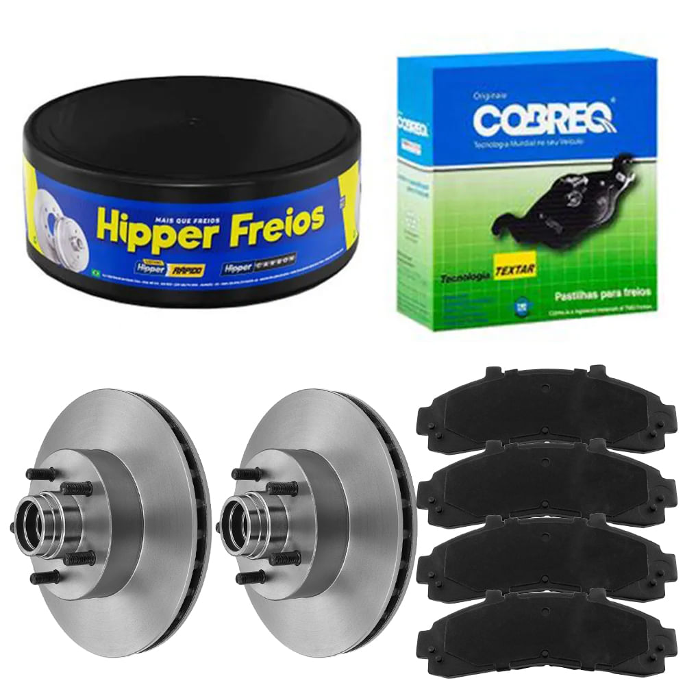 Kit Pastilha Disco Dianteiro Ventilado Ford Ranger 98 2011 Cobreq Hipper Freios