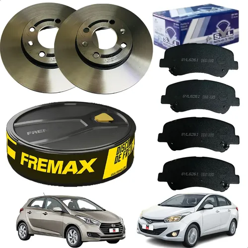 Kit Pastilha Disco Dianteiro Ventilado HB20 1 6 16V 2016 2019 Fremax Syl